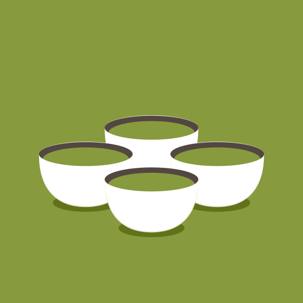 抹茶绿茶。传统的抹茶杯。彩色时尚插画。图片下载