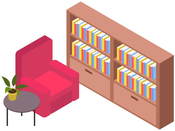 复古风格的客厅内部。咖啡桌，扶手椅，书架上有一堆书图片下载