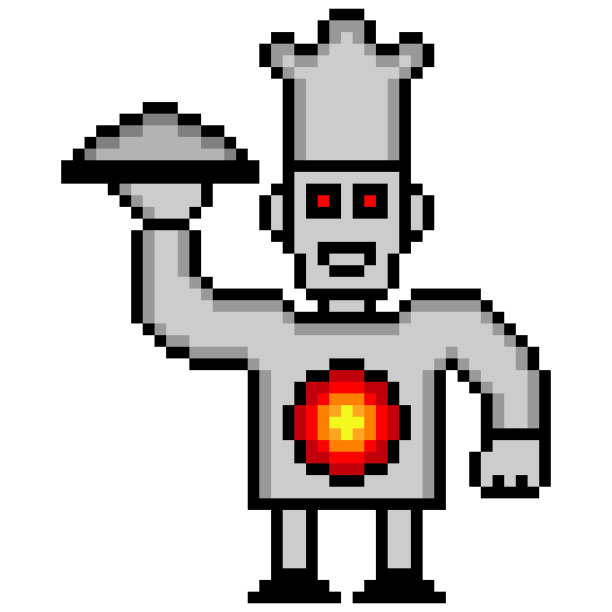 像素艺术机器人厨师图片下载