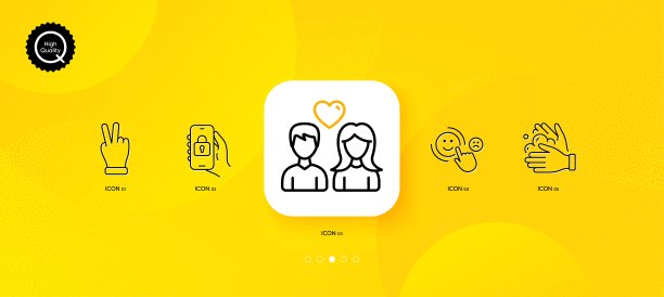 胜利手势、应用锁定和客户满意度极简线条图标矢量素材图片下载