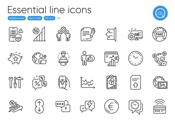 音乐应用程序，扳手工具和网络照片行图标。用于网站、印刷和应用。向量图片下载