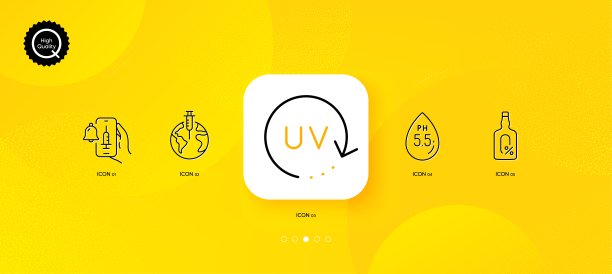 防紫外线、大流行疫苗和无酒精最小线图标。对于网页应用，打印。向量图片下载