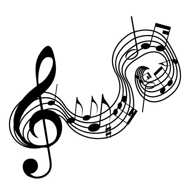 旋律线与高音谱号，音符。音乐节背景。经典的音乐会插图为聚会传单，展示横幅。图片下载