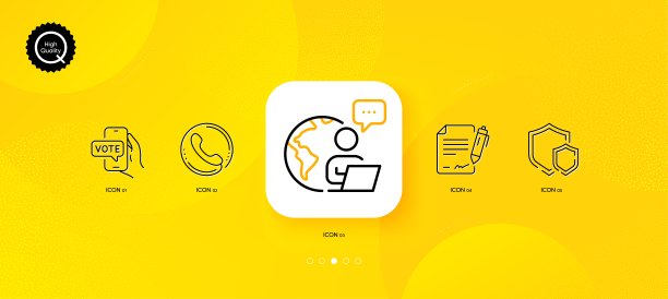 外包工作，文件签署和呼叫中心极简线条图标。适用于网页应用程序和印刷的矢量素材图片下载