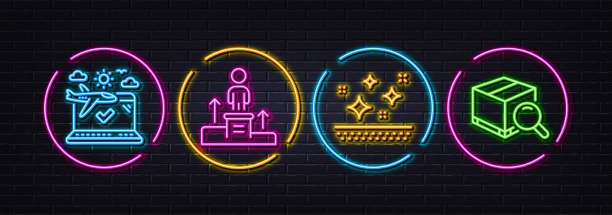 清洁皮肤，飞机旅行和商务平台最小线图标。对于web应用程序，打印矢量图片下载