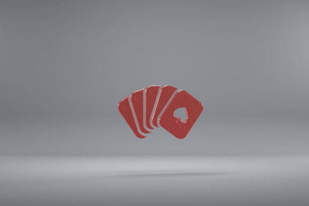 漂亮的插图扑克全红色符号图标在灰色的背景。3d效果图。设计的背景图案。图片下载