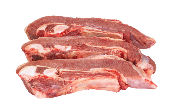 生牛腩单独放在白色的牛排上图片下载