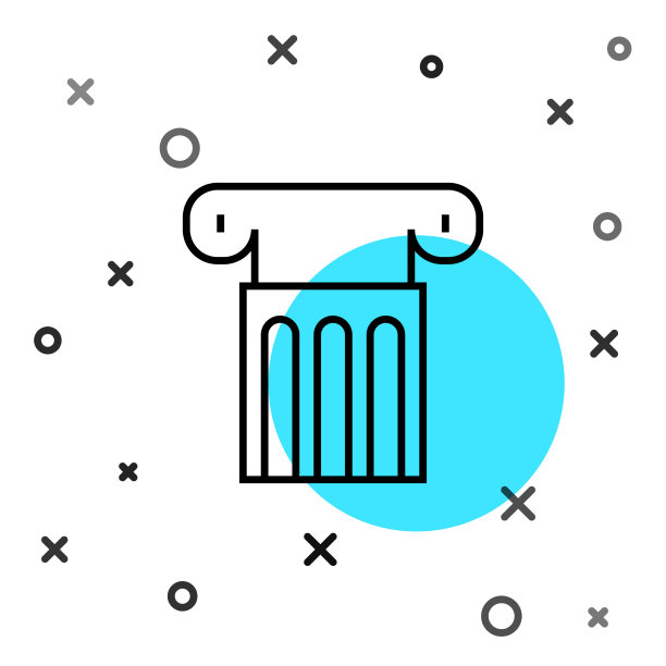 黑线古柱图标孤立在白色上图片下载