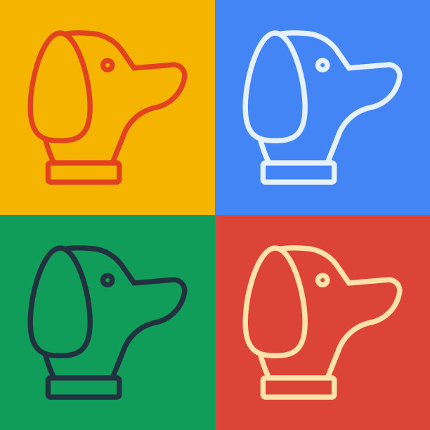 波普艺术线狗图标孤立的彩色背景图片下载