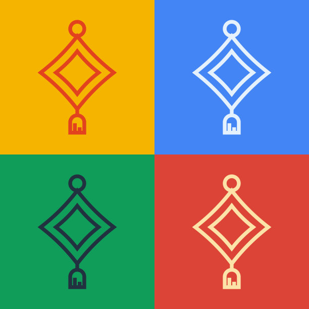 波普艺术线中国纸灯笼图标孤立图片下载