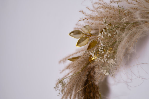 植物和金饰的冬季花环。寒假气氛。新年装饰图片下载