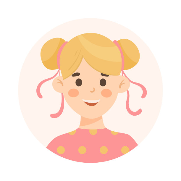 金发女孩穿着粉红色的衣服化身卡通插画图片下载