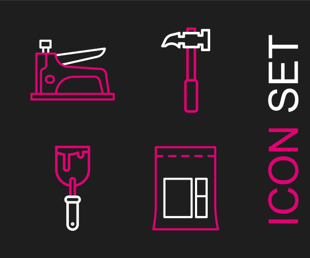 套线水泥袋油灰刀羊角锤和图片下载