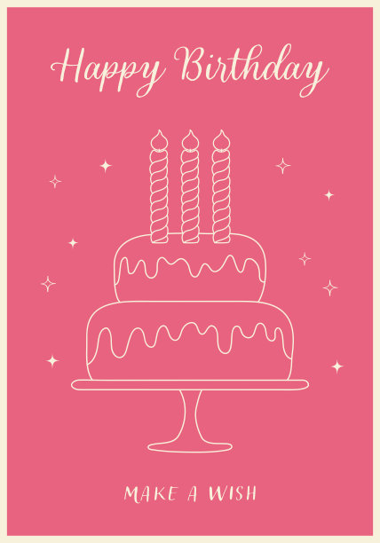 生日快乐的贺卡和蛋糕。图片下载