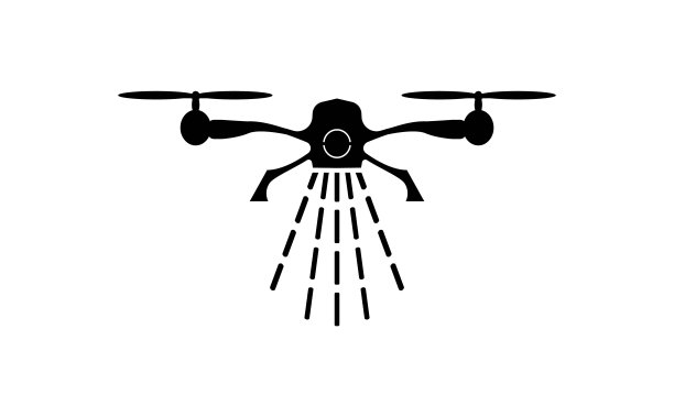 无人机在白色背景上喷洒图标图片下载