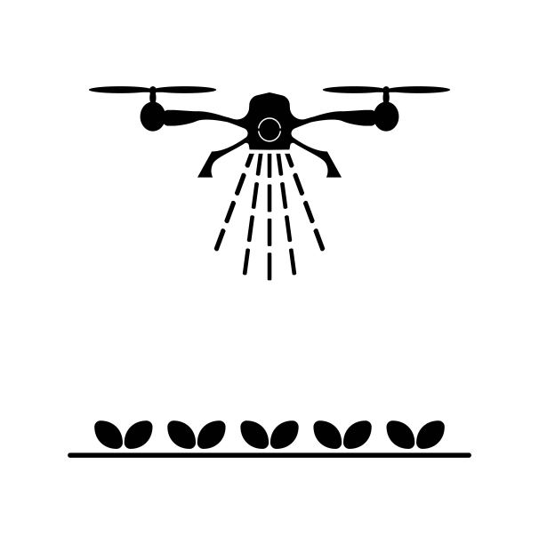 无人机在白色背景上喷洒图标图片下载