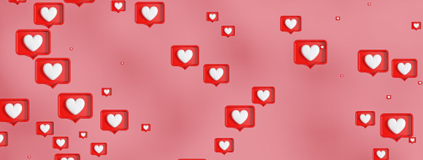 红色的图标孤立在粉色的背景上。插图。社交媒体的概念。3d渲染。图片下载