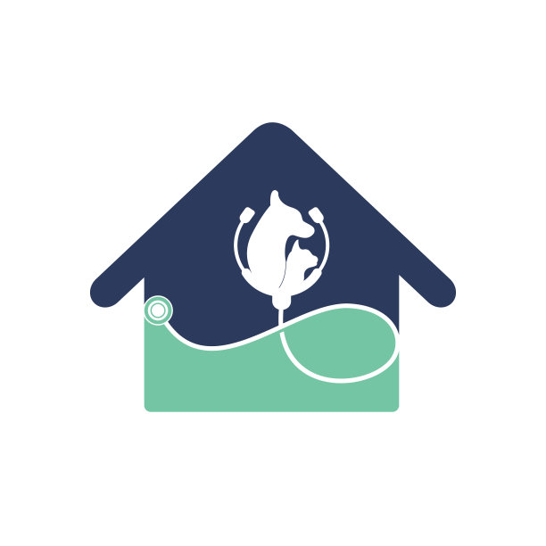 宠物护理矢量标志设计模板。兽医与听诊器标志设计。图片下载