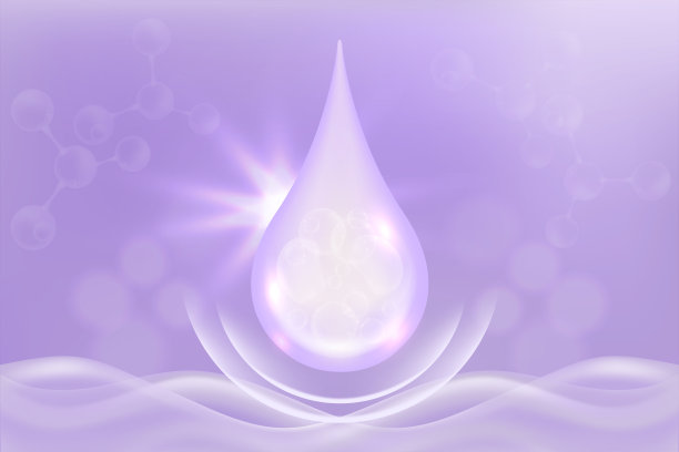 透明质酸皮肤解决方案广告，紫色胶原蛋白血清滴与化妆品广告背景准备使用图片下载