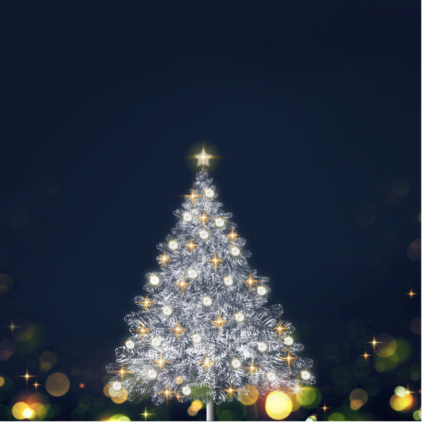 蓝色背景上的圣诞树。图片下载