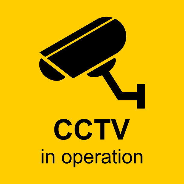 闭路电视摄像头图标，闭路电视视频保护警报，矢量插图图片下载