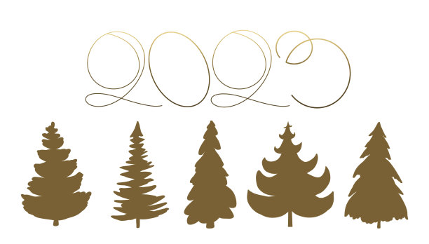 白色背景上孤立的冷杉树。2023年新年快乐。图片下载