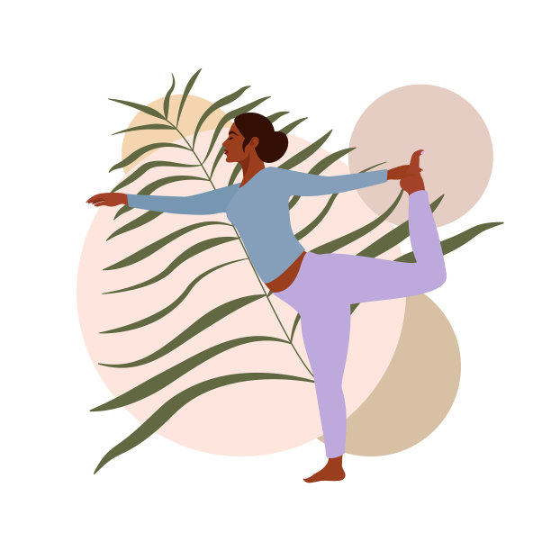 年轻的黑人女孩在树叶的背景下，以舞蹈王(Natarajasana)的姿势做瑜伽图片下载