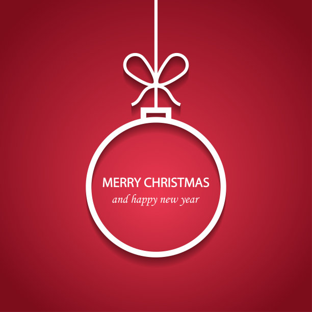 红色背景的圣诞树装饰。圣诞快乐，新年快乐。圣诞球装饰矢量插画图片下载
