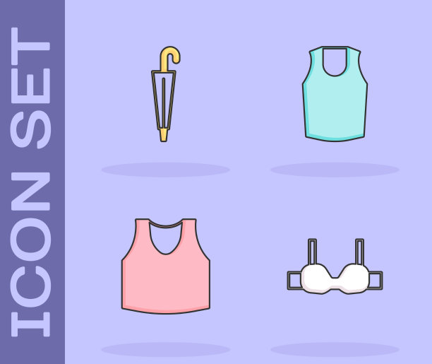 设置胸罩伞汗衫和图标图片下载