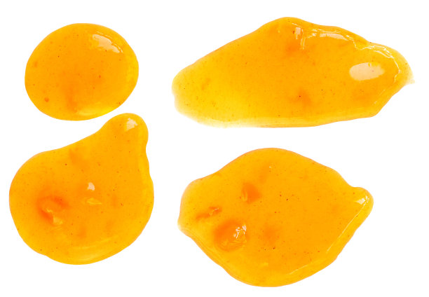 橙色果酱孤立在白色背景，俯视图。模式。橙色或橘子铺成平铺图片下载