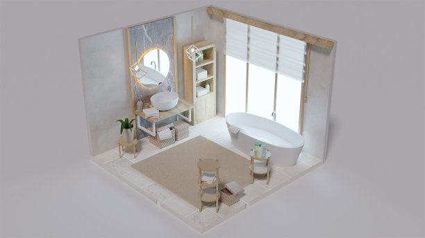 浴室内部的3D图像图片下载