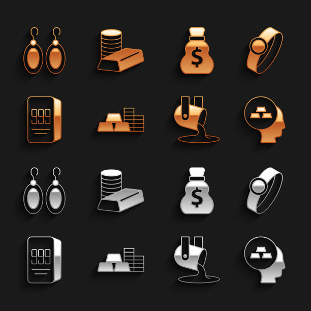 把金币和金条镶在一起，使之成为熔融物图片下载