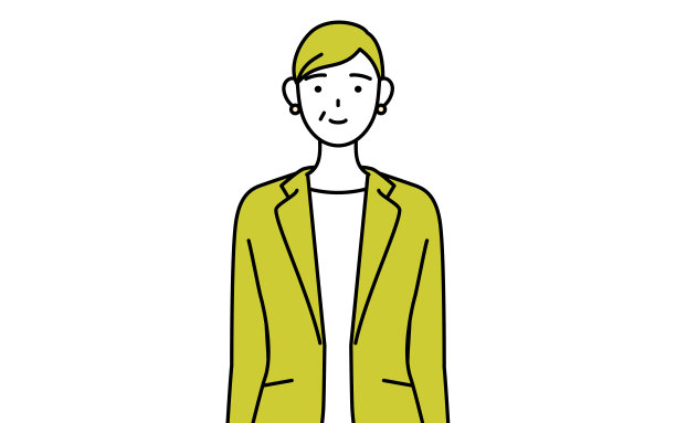 简单的线条插图高级妇女在西装，女经理，职业妇女。图片下载