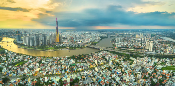 越南胡志明市中心的鸟瞰图图片下载