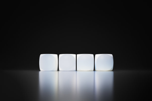 灯箱，背光字母立方体，黑色背景上的空白字母，3d渲染。网络俚语，缩写符号和企业概念图片下载