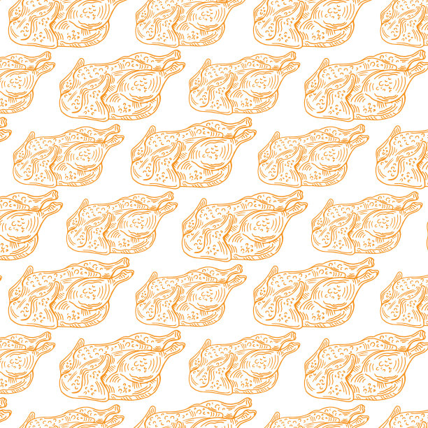 烤鸡涂鸦画无缝图案背景图片下载