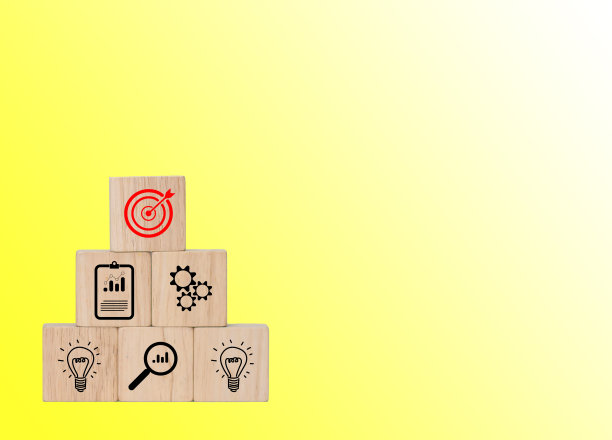 方形木块展示商业战略，行动计划，目标，商业发展概念图片下载