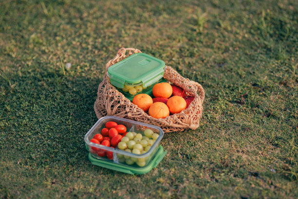 在公园野餐时使用可重复使用的餐具图片下载