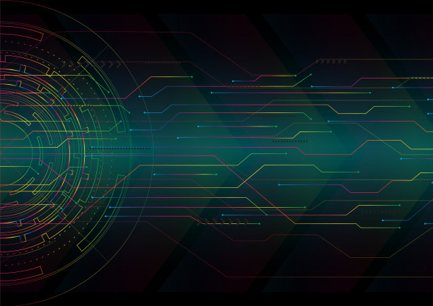 未来的高计算机技术插图。高科技数字技术背景。科学设计彩色彩虹图案渐变绿黑图片下载