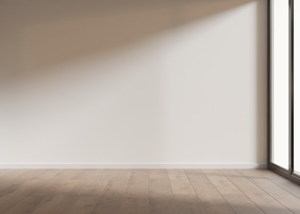 空房间，有日光，白墙和镶木地板。只有墙壁和地板。模拟室内环境。自由，复制空间为您的家具，图片，装饰和其他物品。3 d渲染。图片下载