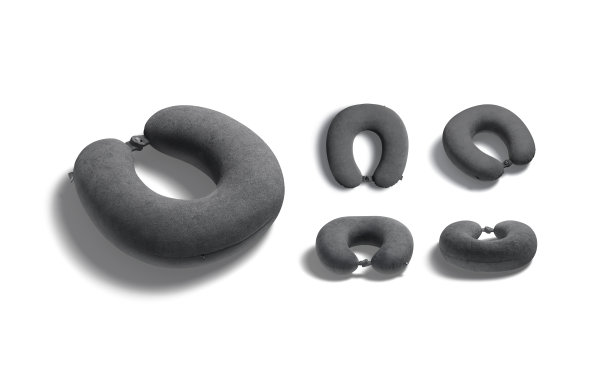 空白的黑色旅行枕头模型，不同的视角图片下载