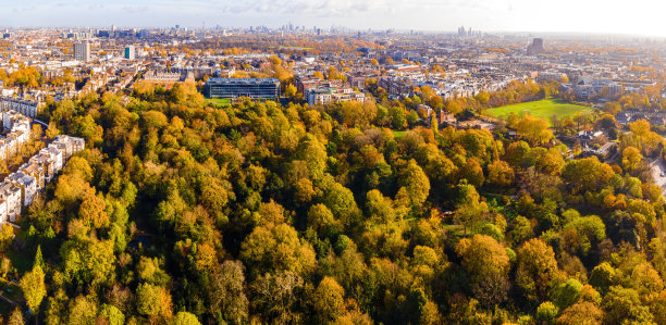 英格兰，西伦敦荷兰公园的鸟瞰图图片下载