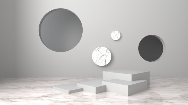 3d渲染的白色大理石和金色的树叶在黑色大理石背景，最小的概念，空白空间，豪华极简模型，平台展示产品销售横幅展示化妆品图片下载