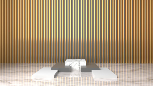 3d渲染的白色大理石和金色的树叶在黑色大理石背景，最小的概念，空白空间，豪华极简模型，平台展示产品销售横幅展示化妆品图片下载