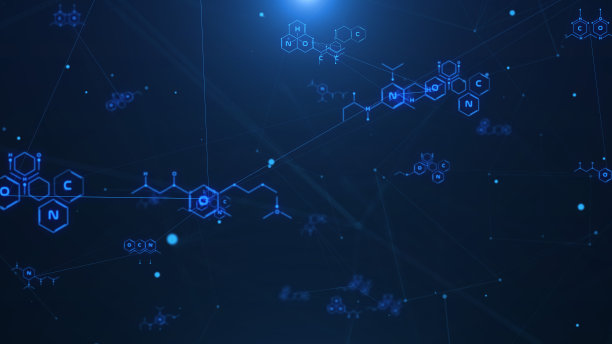 抽象蓝色化学未来结构医疗保健公式，科学几何网络网络空间背景插画图片下载