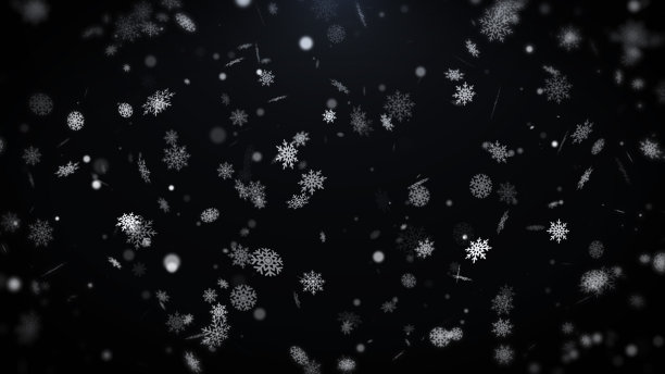 抽象雪花和白色散景粒子漂浮插图背景。闪闪发光的灰尘在空中随意旋转。图片下载