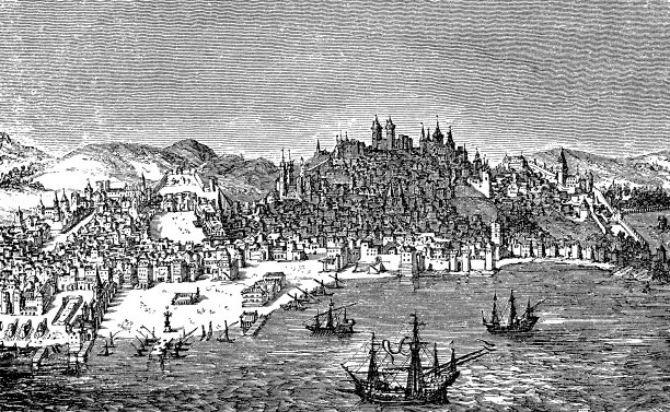 从海上俯瞰中世纪的里斯本图片下载