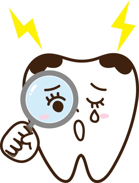 拟人化的蛀牙拿着放大镜/插图材料(矢量插图)图片下载