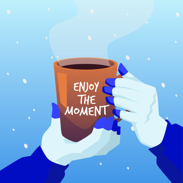 享受此刻激励冬季横幅或卡平面矢量插图。图片下载