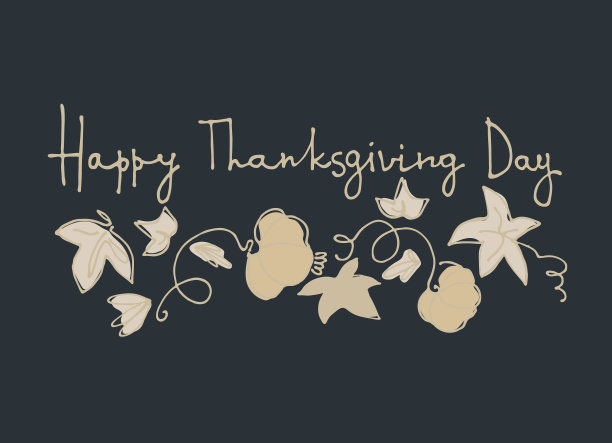 感恩节假期设计。用南瓜和南瓜叶做的花环装饰的手字母像金子一样图片下载